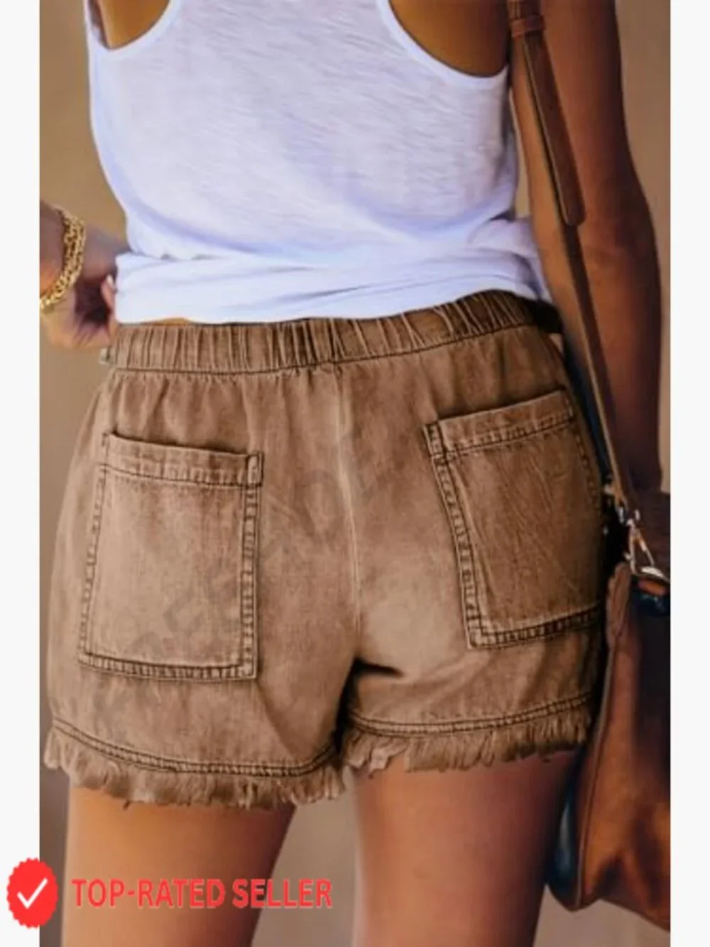 Baggy Denim Hot Pants Elastic Waist Drawstring Comfy Casual Summer Shorts